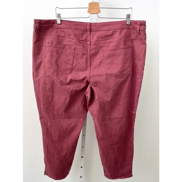 LOGO Lori Goldstein Stretch 22WP Petite Plus Twill Zip Ankle Pants Skinny Mauve - Picture 2 of 7